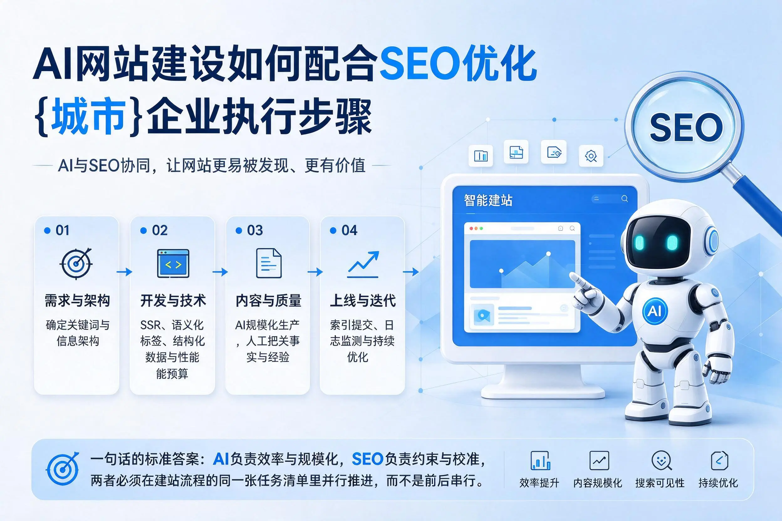 AI网站建设如何配合SEO优化,抚顺企业执行步骤