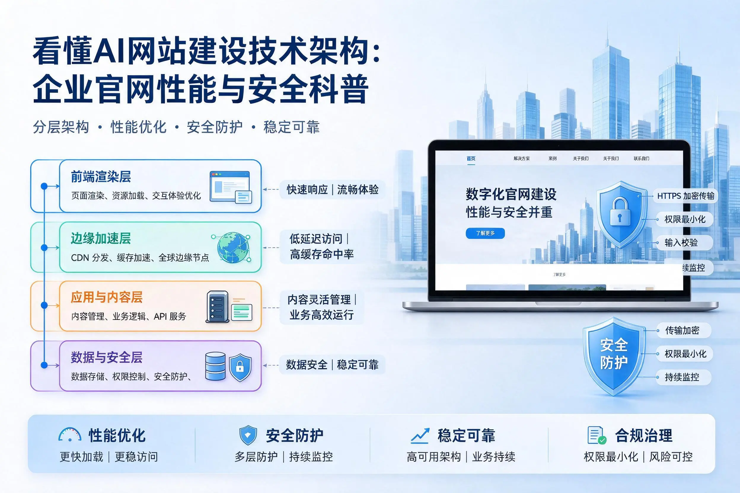 看懂AI网站建设技术架构：抚顺企业官网性能与安全科普