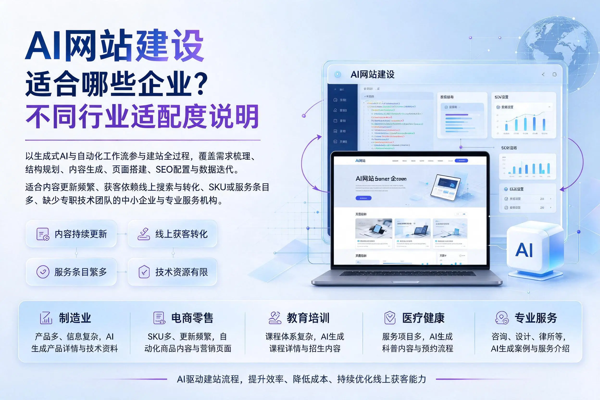 AI网站建设适合哪些企业？抚顺不同行业适配度说明